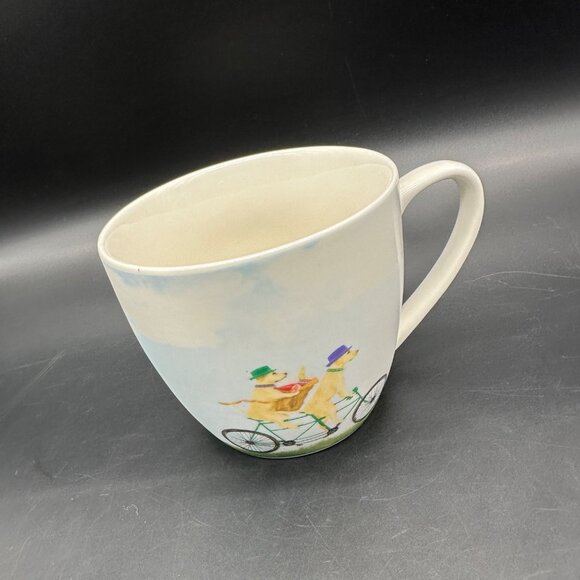 Golden Labrador Dog Mug Bicycle Pimpernel Portmeirion 16 Ounce Coffee Cup 2018 - Picture 1 of 12